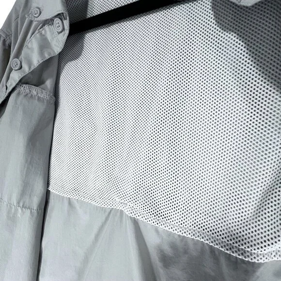 White Sierra Outdoor Shirt Beige Medium Fishing Hiking Vented Rolled Sleeves - Picture 10 of 16